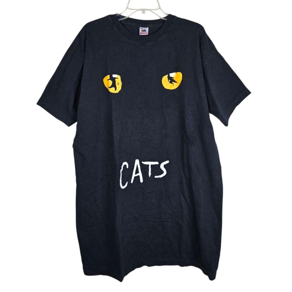 Vintage Cats Broadway Musical Black T-Shirt Dress One Size Single Stitch